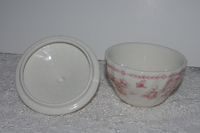 +MBAMG #019-081   "Queens Pink Chelsea Toile Sugar Bowl With Lid"