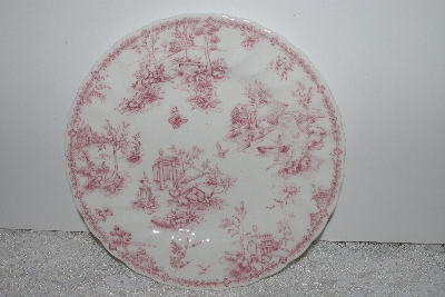 +MBAMG #019-046  Set Of 4  "Queens China Pink Chelsea Toile Salad/Desert Plate"