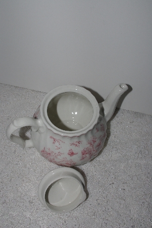 +MBAMG #019-057   "Queens China Pink Chelsea Toile Coffee Pot With Lid"