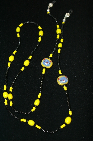 +MBA #456  "Yellow Glass Beads With Cat Faces