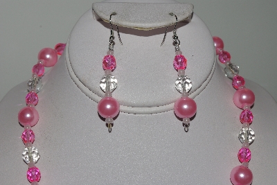 +MBAMG #019-177  "One Of A Kind Pink Bead Necklace & Earring Set"