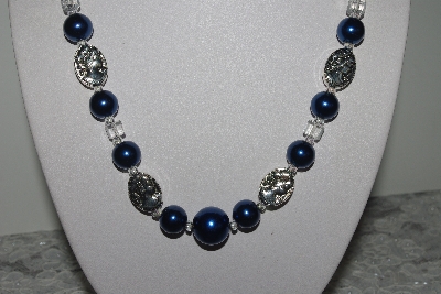 +MBAMG #019-191  "One Of A Kind Blue & Clear Bead Necklace & Earring Set"