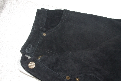 +MBAMG #T06-125   "Size 6L/ 32" Long  "Bagatelle Black Suede Jeans"
