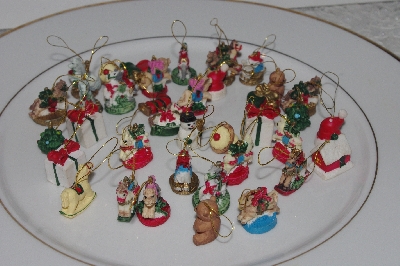 +MBAMG #T06-013  "1980's Set Of 36 Miniature Resin Christmas Ornaments"