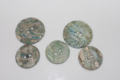 **MBAMG #T06-034  "1980's Set Of 5  Abalone Buttons"