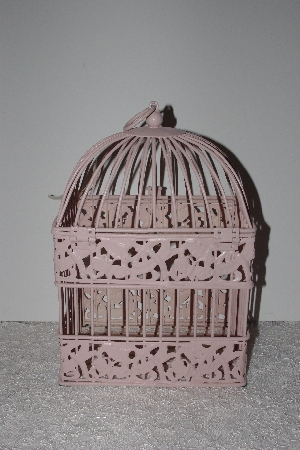 +MBAMG #T0-037  "Fancy Dragonfly & Butterfly Pink Metal Birdcage"