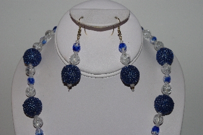 +MBAHB #24-001  "One Of A Kind Blue Bead Necklace & Earring Set"