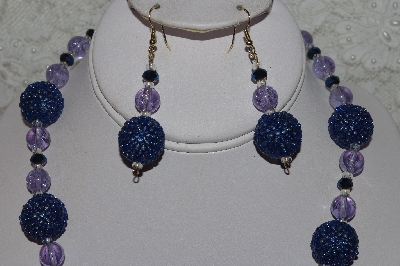 +MBAHB #24-028  "One Of A Kind Lavender & Blue Bead Necklace & Earring Set"