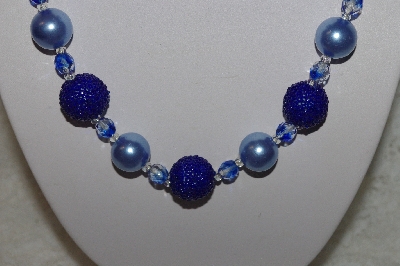 +MBAHB #24-088  "One Of A Kind Blue & Clear Bead Necklace & Earring Set"