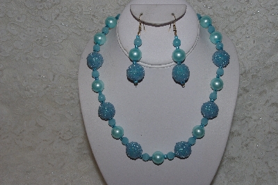 +MBAHB #24-103  "One Of A Kind Blue Bead Necklace & Earring Set"