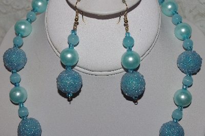 +MBAHB #24-103  "One Of A Kind Blue Bead Necklace & Earring Set"