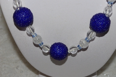 +MBAHB #24-113  "One Of A Kind Blue & Clear Bead Necklace & Earring Set"
