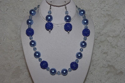 +MBAHB #24-239  "One Of A Kind Blue Bead Necklace & Earring Set"