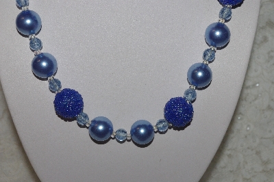 +MBAHB #24-239  "One Of A Kind Blue Bead Necklace & Earring Set"