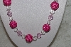 +MBAHB #24-223  "One Of A Kind Clear & Pink Bead Necklace & Earring Set"