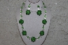 +MBAHB #24-212  "One Of A Kind Clear & Green Bead Necklace & Earring Set"
