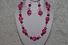 +MBAHB #24-163  "One Of A Kind Clear & Pink Bead Necklace & Earring Set"