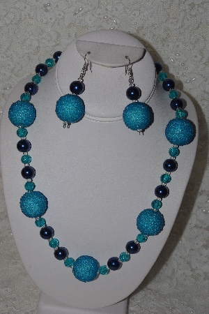 +MBAHB #24-141  "One Of A Kind Blue Bead Necklace & Earring Set"