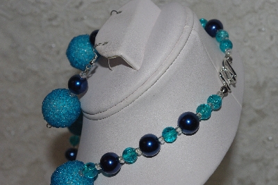 +MBAHB #24-141  "One Of A Kind Blue Bead Necklace & Earring Set"