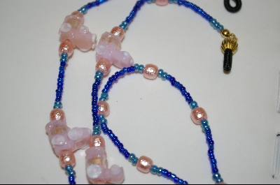 +MBA #577  "Blue Seed Beads With Pink Tractors