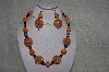 +MBAHB #31-041  "One Of A Kind Orange & Black Bead Necklace & Earring Set" 