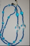 +MBA #585  "White Beads With Blue Dragonflys