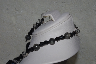 +MBAHB #31-115  "One Of A Kind Grey & Black Bead Necklace & Earring Set"