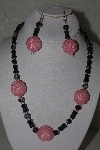 +MBAHB #31-140  "One Of a Kind Black & Pink Bead Necklace & Earring Set"
