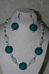 +MBAHB #31-184  "One Of A Kind Blue, Clear & White Bead Necklace & Earring Set"