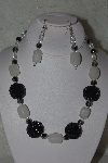 +MBAHB #31-178  "One Of A Kind Black & White Bead Necklace & Earring Set"