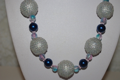 +MBAHB #32-044  "One Of A Kind Blue & Silver Bead Necklace & Earring Set"