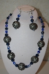 +MBAHB #32-059  "One Of A Kind Blue Bead Necklace & Earring Set"