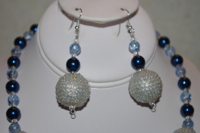 +MBAHB #32-077  "One Of A Kind Blue & Silver Bead Necklace & Earring Set"