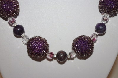 +MBAHB #32-099  "One Of A Kind Purple & Clear Bead Necklace & Earring Set"
