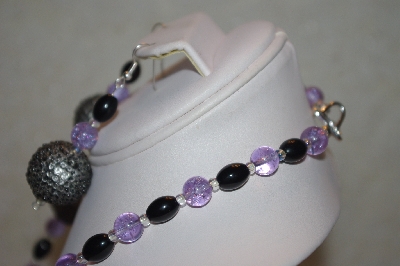 +MBAHB #32-113  "One Of A Kind Black & Lavender Bead Necklace & Earring Set"