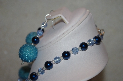 +MBAHB #32-149  "One Of A Kind Blue Bead Necklace & Earring Set" 