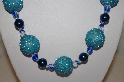 +MBAHB #32-153  "One Of A Kind Blue Bead Necklace & Earring Set"
