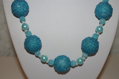 +MBAHB #32-158  "One Of A Kind Blue Bead Necklace & Earring Set"