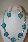 +MBAHB #32-158  "One Of A Kind Blue Bead Necklace & Earring Set"