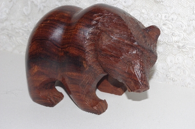 +MBAMG #0031-106  "Large Hand Carved Rose Wood Grizzly Figurine"