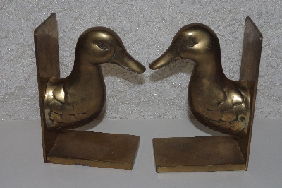 +MBAMG #0031-102  "1980's Pair Of Brass Duck Bookends"
