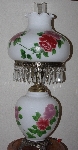 MBAMG #0031-144 "2003 Large White Milk Glass Hand Painted Rose Lamp"