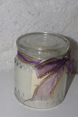 +MBAMG** #099-118  "Set Of 2 Glass Incased Battery Operated Vanilla Scented Candle/Lavender Ribbon"