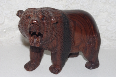 +MBAMG #099-258  "Hand Carved Growling Rose Wood Grizzly"