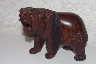 +MBAMG #099-258  "Hand Carved Growling Rose Wood Grizzly"