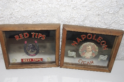 +MBAMG #099-149  "1980's Set Of 2 Mirrored Cigar Signs"