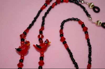 +MBA #2-037  "2 Cute Red Glass Birds