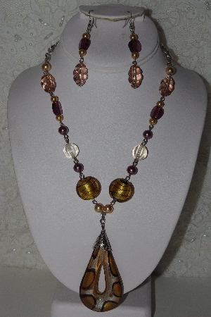 +MBAHB #00013-8630  "Shades Of Yellow & Gold Glass & Acrylic Bead Necklace & Earring Set"