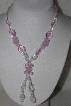 +MBAHB #00013-8618  "Fancy Pink & Clear Glass Bead Tassel Necklace"