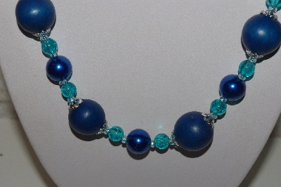 +MBAHB  #00013-8417  "One Of a Kind Blue Bead Necklace & Earring Set"